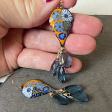 Load image into Gallery viewer, Enamel Millefiori Dangles, London Blue, OOAK