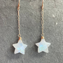 Load image into Gallery viewer, Rainbow Moonstone Star Earrings