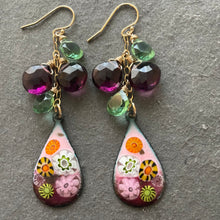 Load image into Gallery viewer, Enamel Millefiori Dangles, OOAK, Plum