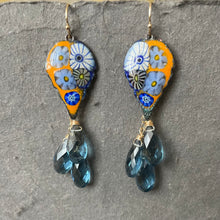 Load image into Gallery viewer, Enamel Millefiori Dangles, London Blue, OOAK