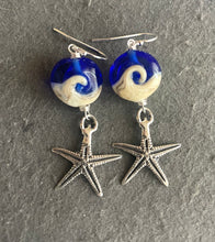 Load image into Gallery viewer, Lampwork Glass Surf Earrings, Cobalt