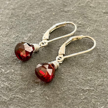 Load image into Gallery viewer, Red Garnet Dangle Earrings