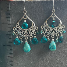 Load image into Gallery viewer, Natural Turquoise OOAK Chandelier Earrings