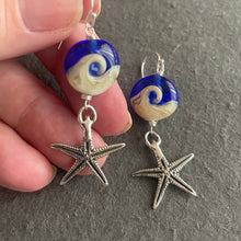 Load image into Gallery viewer, Lampwork Glass Surf Earrings, Cobalt