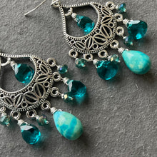 Load image into Gallery viewer, Natural Turquoise OOAK Chandelier Earrings