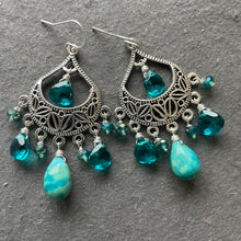Load image into Gallery viewer, Natural Turquoise OOAK Chandelier Earrings