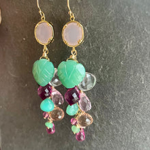 Load image into Gallery viewer, Garden of Happiness Gemstone  Cascade earrings