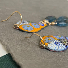 Load image into Gallery viewer, Enamel Millefiori Dangles, London Blue, OOAK