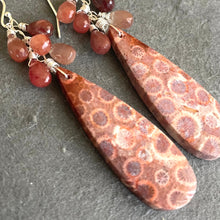 Load image into Gallery viewer, Fossil Cascade Earrings, OOAK 008