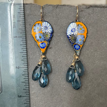 Load image into Gallery viewer, Enamel Millefiori Dangles, London Blue, OOAK