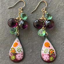 Load image into Gallery viewer, Enamel Millefiori Dangles, OOAK, Plum