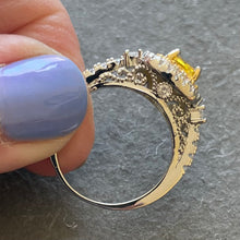 Load image into Gallery viewer, Yellow Topaz Look Filigree Elegant Cocktail Ring, Size 8