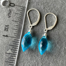 Load image into Gallery viewer, Topaz Blue Dewdrop Quartz Dangle Earrings