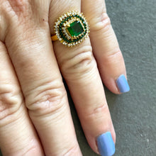 Load image into Gallery viewer, Emerald Green Cocktail Ring, Size 7