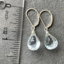Load image into Gallery viewer, Pale Blue Ice Laser Cut Quartz Pear Dangle Earrings