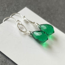 Load image into Gallery viewer, Emerald Green Silver Hoop Earring