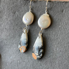 Load image into Gallery viewer, Maligano Jasper and Pearl Earrings, OOAK