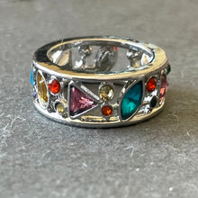 Load image into Gallery viewer, Geometric Sapphire Look Fun Band Ring, Size 8