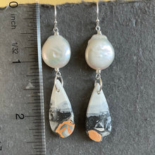 Load image into Gallery viewer, Maligano Jasper and Pearl Earrings, OOAK