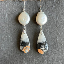 Load image into Gallery viewer, Maligano Jasper and Pearl Earrings, OOAK
