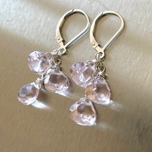 Load image into Gallery viewer, Pink morganite quartz trio leverback