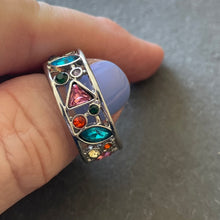Load image into Gallery viewer, Geometric Sapphire Look Fun Band Ring, Size 8