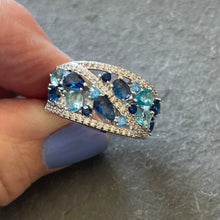 Load image into Gallery viewer, Blue Sapphire Look Fun Ring, 002 Size 7