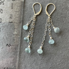 Load image into Gallery viewer, Aquamarine Petite Onion Trio Chain Cascade Earrings, leverback