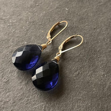 Load image into Gallery viewer, Deep Tanzanite Quartz Leverback Earrings