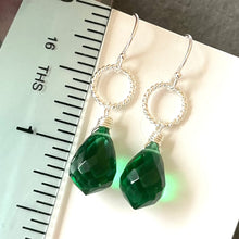 Load image into Gallery viewer, Emerald Green Silver Hoop Earring