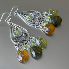 Load image into Gallery viewer, Vessonite Garnet Chandelier Earrings, OOAK