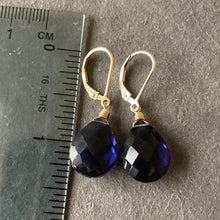 Load image into Gallery viewer, Deep Tanzanite Quartz Leverback Earrings