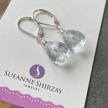 Load image into Gallery viewer, Pale Blue Ice Laser Cut Quartz Pear Dangle Earrings