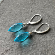 Load image into Gallery viewer, Topaz Blue Dewdrop Quartz Dangle Earrings