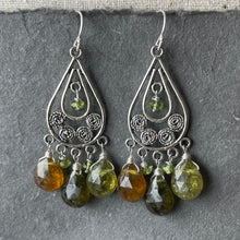 Load image into Gallery viewer, Vessonite Garnet Chandelier Earrings, OOAK