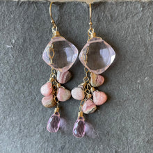 Load image into Gallery viewer, Cushion Cut Rhodocrosite Cascade Earrings