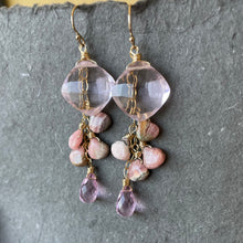 Load image into Gallery viewer, Cushion Cut Rhodocrosite Cascade Earrings