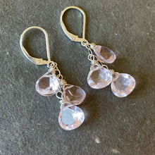Load image into Gallery viewer, Pink morganite quartz trio leverback