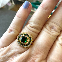 Load image into Gallery viewer, Emerald Green Cocktail Ring, Size 7