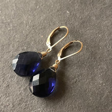 Load image into Gallery viewer, Deep Tanzanite Quartz Leverback Earrings