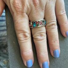Load image into Gallery viewer, Geometric Sapphire Look Fun Band Ring, Size 8