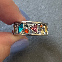 Load image into Gallery viewer, Geometric Sapphire Look Fun Band Ring, Size 8