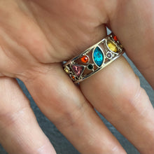 Load image into Gallery viewer, Geometric Sapphire Look Fun Band Ring, Size 8