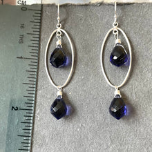 Load image into Gallery viewer, Deep Tanzanite Blue Oval Hoop Earrings