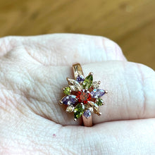 Load image into Gallery viewer, Starburst CZ Sapphire Look Rose gold plated fun ring