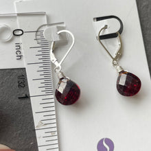 Load image into Gallery viewer, Red Garnet Laser Cut Quartz Heart Dangle Earrings