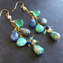 Load image into Gallery viewer, Summer Adventure Cluster earrings, Arizona Oyster Lapis Turquoise