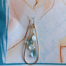 Load image into Gallery viewer, Moonstone and Aquamarine Blue Anna Hoops