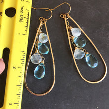 Load image into Gallery viewer, Moonstone and Aquamarine Blue Anna Hoops