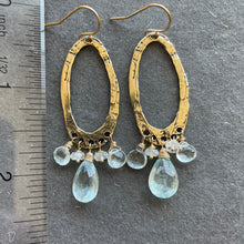 Load image into Gallery viewer, Aquamarine and Moonstone Bronze Chandeliers, OOAK